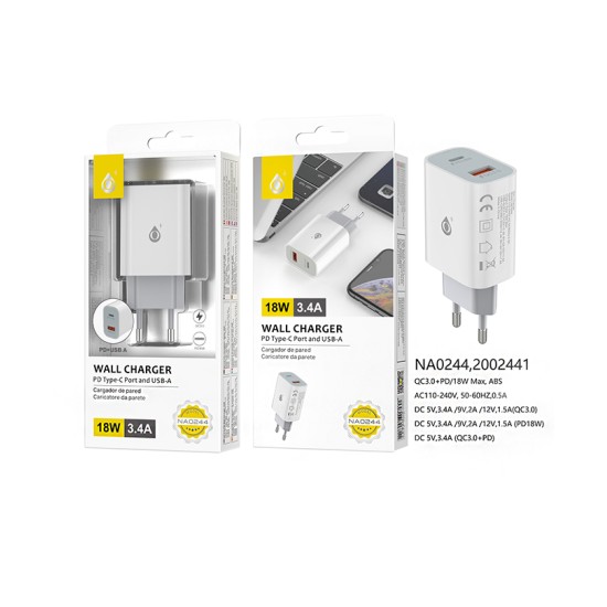 ONEPLUS ADAPTER CHARGER NA0244 BL WITHOUT CABLE 2 USB PORTS 3.4A WHITE